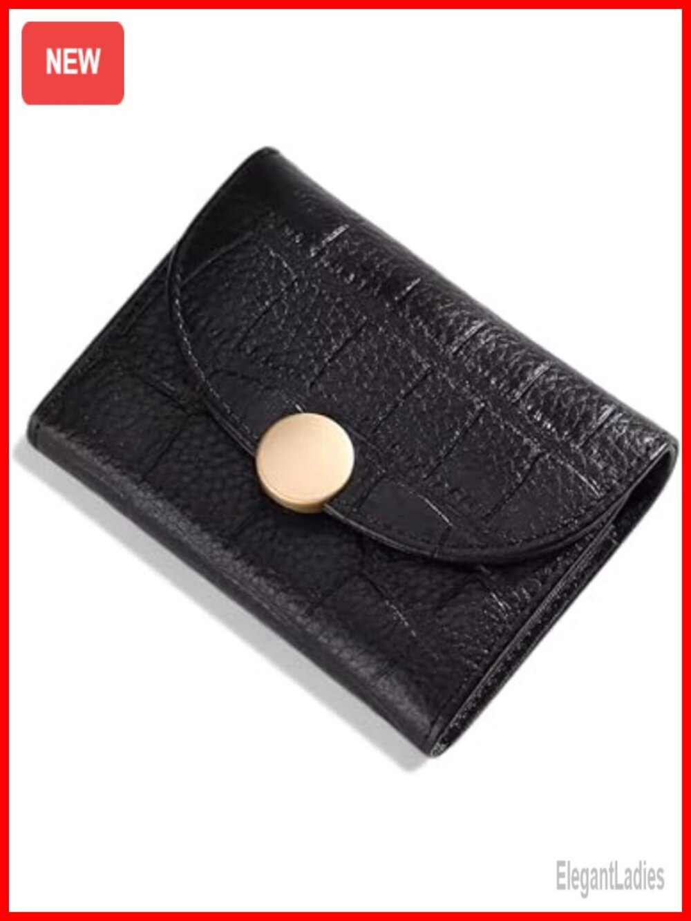 Genuine Leather Short Wallet with RFID Blocking, 12 Card Slots, Button Snap